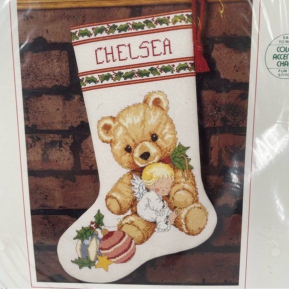 SUNSET Counted Cross Stitch Christmas Stocking Kit - Holly Angels Friend #18323 - Picture 1 of 8
